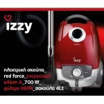 Izzy AC1108 Red Ηλεκτρική Σκούπα 700W