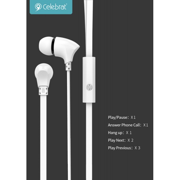 CELEBRAT G3 Earphones με μικρόφωνο Λευκά