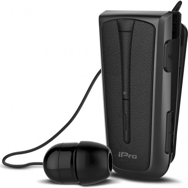 iPro RH219s Στερεοφωνικό Ακουστικό Bluetooth Retractable με Δόνηση Μαύρο/Γκριi 