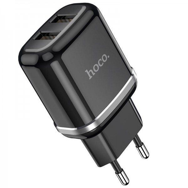 Hoco N4 Aspiring Φορτιστής Ταξιδίου με 2 Εξόδους Φόρτισης USB 5V 2.4A Μαύρος 