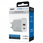 NOD E-WALL AC30 Universal οικιακός φορτιστής USB-A QC3.0 & USB-C PD3.0 30W
